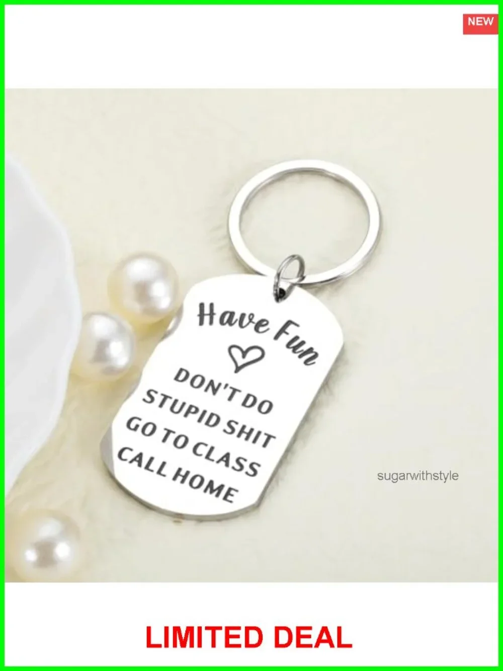 Stainless Steel Funny College Student Keychain Gift